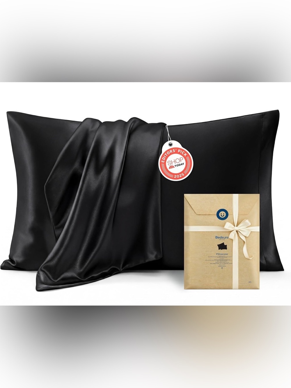 Bedsure Pillowcase Set in Black - Luxury Satin Pillow Covers 20X30